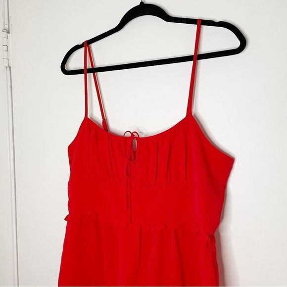 BCBGeneration Revolve womens crinkle poly A-Line Mini Dress chili Red L - Picture 12 of 12